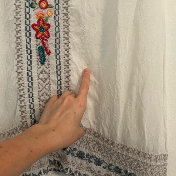 Johnny Was Sheer White Boho Embroidered V-neck Coverup Tunic - Picture 2 of 9